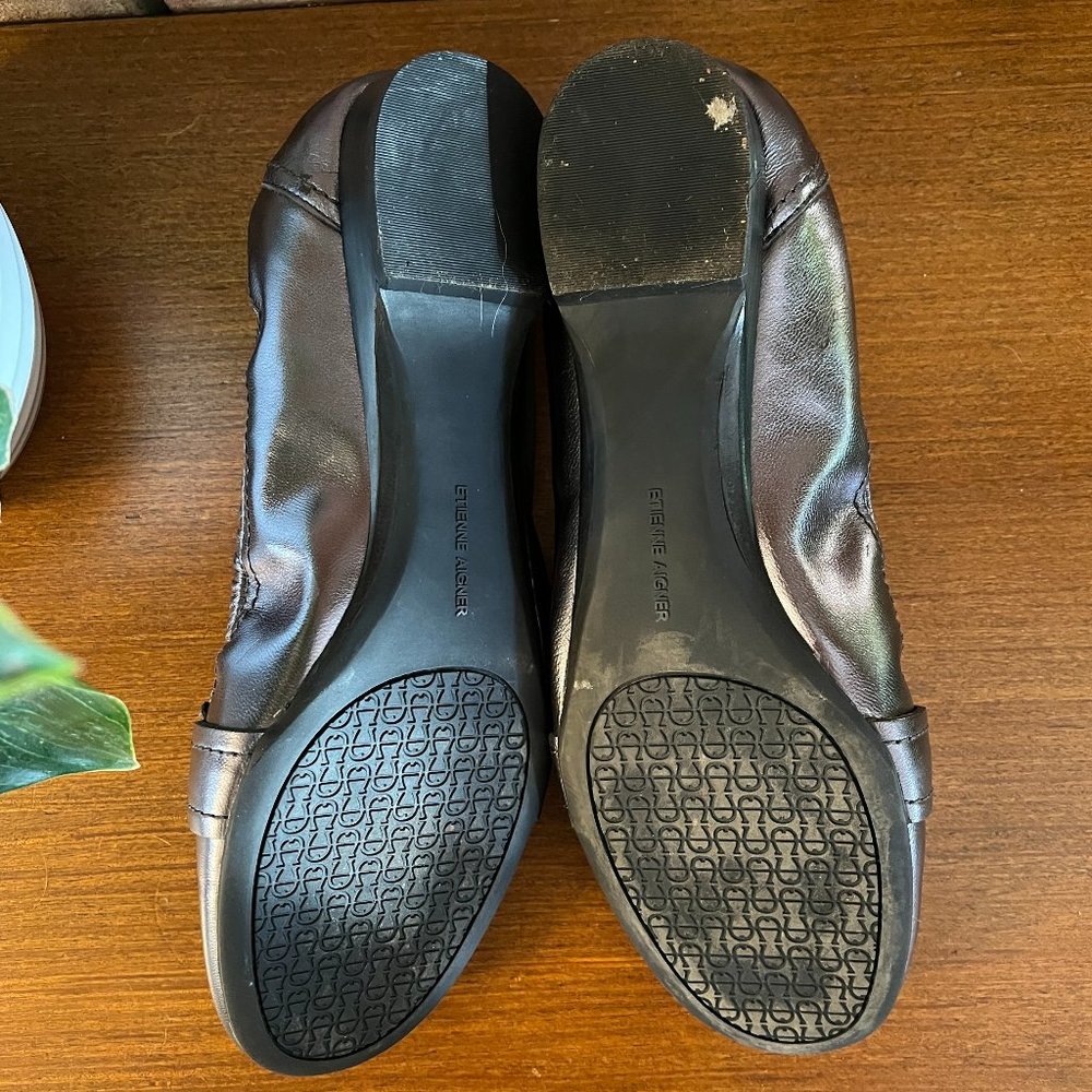 Etienne Aigner Dark Pewter Leather Loafer in Size 11 - Picture 8 of 10